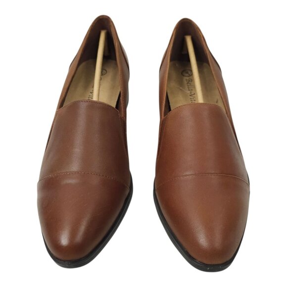 Bella Vita Ohara Burnished Leather Loafer Women 12M Camel Slip On Block Heel NEW - Picture 11 of 16
